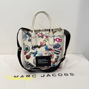 Last 1 ‼️Marc Jacobs Printed Canvas Small Tote Bag White Multi